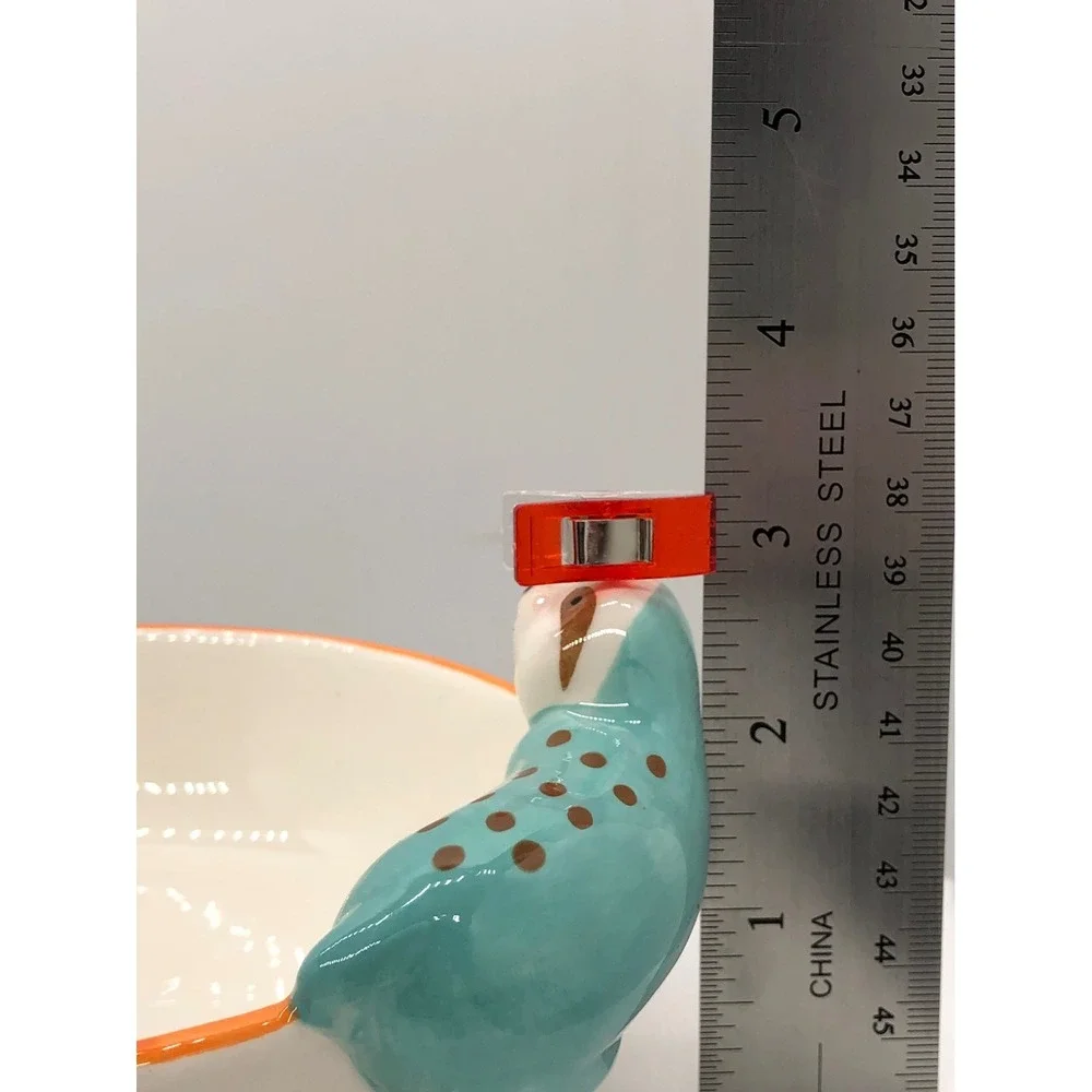 Whimsical Ceramic Sloth Trinket Dish Teal 3D Animal Figurine Catchall Bowl 5.5